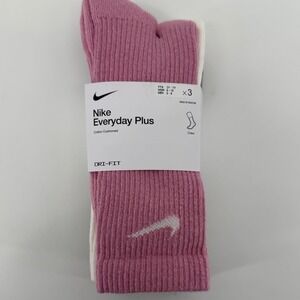 Nike Everyday Plus Cushioned Crew Socks 3 Pack Pink Brown Cream Medium